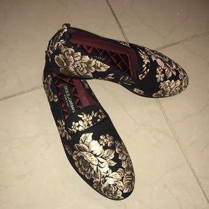 Final ! Dolce&Gabbana Authentic Embroidered Slip On Dress Shoes